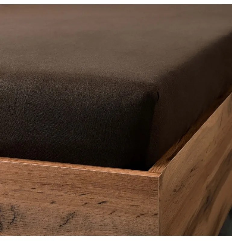Plachta posteľná tmavohnedá jersey EMI, Plachta predĺžená 160x220