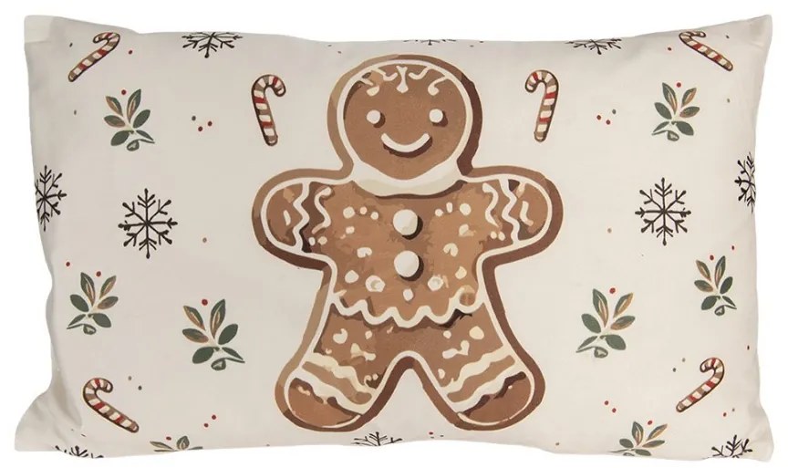 Béžová obliečka na vankúš s perníčkom - 30*50 cm