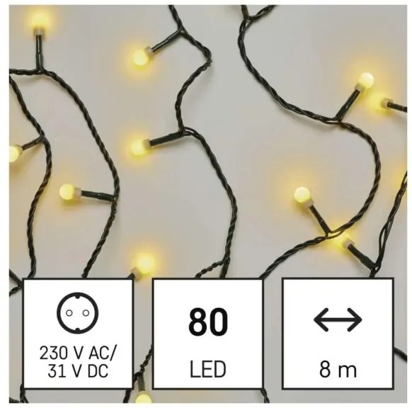 LED vianočný reťaz 80xLED/230V/8 funkcií 13m IP44 teplá biela
