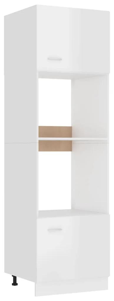 vidaXL Skrinka na mikrovlnku, lesklá biela 60x57x207 cm, drevotrieska |  BIANO