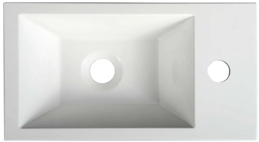 Sapho Sapho, AMAROK liaty mramor umývadlo 40x11x22cm, biele, batéria vpravo, AR500