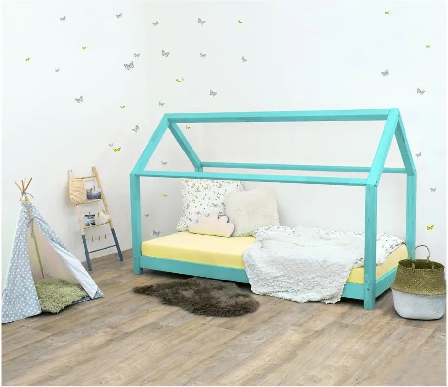 BonamiTyrkysová detská posteľ bez bočníc zo smrekového dreva Benlemi Tery, 90 × 200 cm