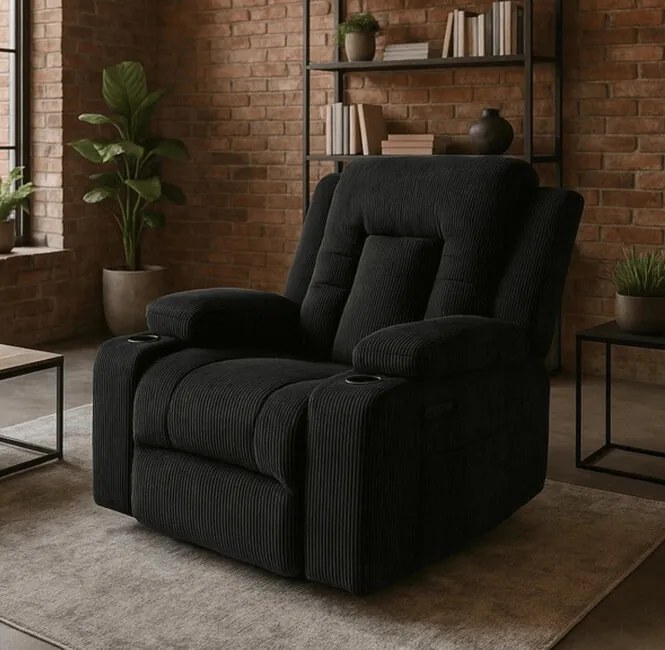 Polohovacie masážne kreslo Falcon čierna menčester