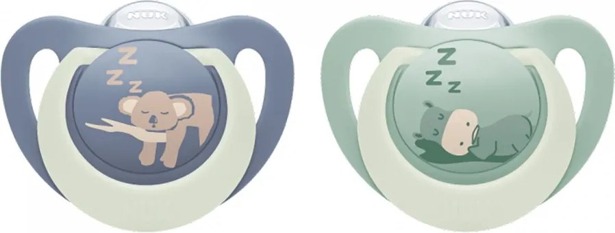 Cumlík NUK First Choice Night 0-6m 2 ks Hippo/Koala