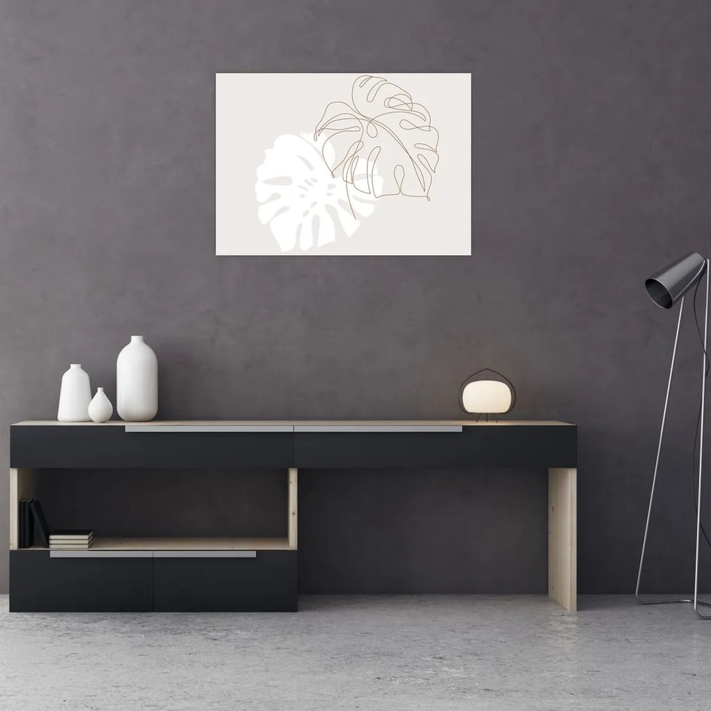 Obraz - Line art monstera N⁰2 (70x50 cm)