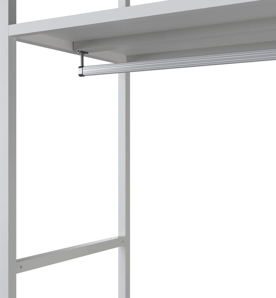 Kancelársky regál otvorený s tyčou na oblečenie, do recepcie a čakárne, kovový, biely/dub sonoma, 800x2200x400 mm: ARIEL Eco Design