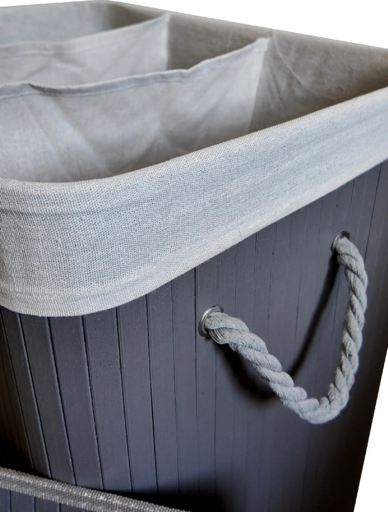 TRENDIE Bambusový kôš na prádlo 150l šedý + DARČEK