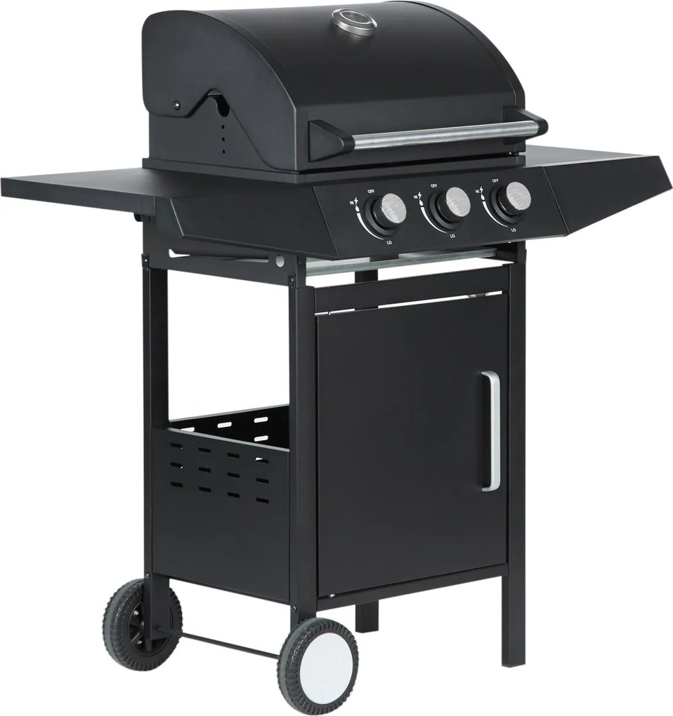 Záhradný plynový gril s 3 horákmi 8,1 kW - čierna