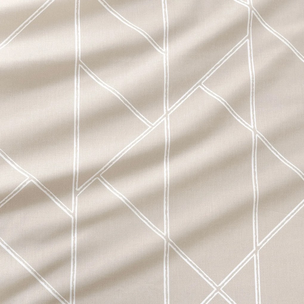 Goldea bavlnené posteľné obliečky - geometrické línie na latte 140 x 200 a 70 x 90 cm