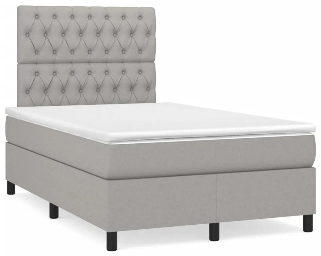 Boxspring posteľ s matracom a LED, svetlosivá 120x190 cm, látka 3270218