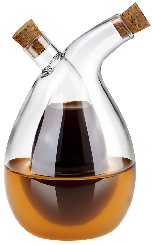 Skleněná láhev 2v1 PETER na olej 350 ml a ocet 75 ml čirá