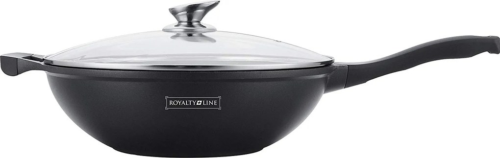 Wok mramorová pánev s poklicí Royalty Line RL-BW28M o průměru 28cm