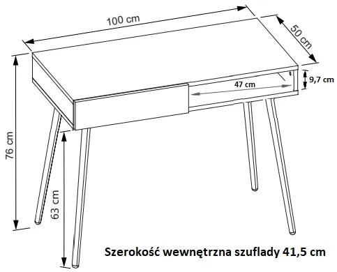 Písací stôl PETROF 1Z Alpská biela - čierne nožičky, orientácia pravá