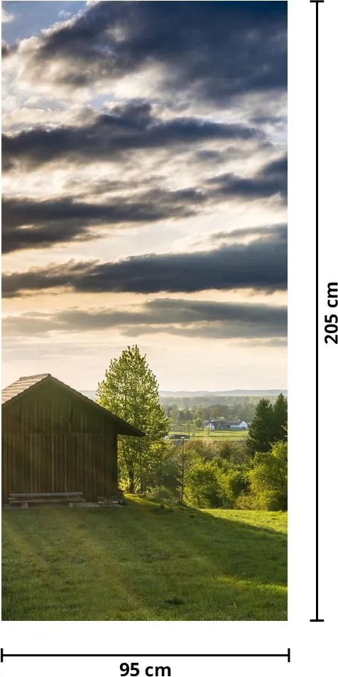Fototapeta na dvere - Lesná chata (95x205cm)