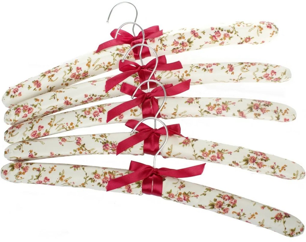 Set 5 textilných vešiakov Kvety, červená
