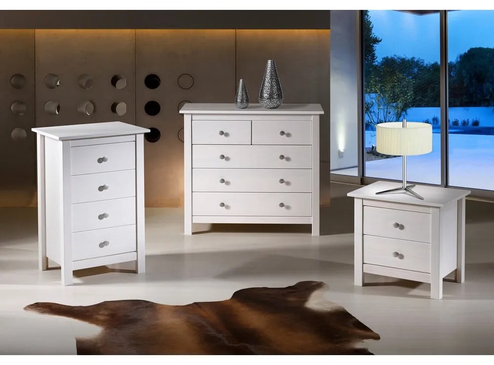 Biela vysoká komoda z borovicového dreva 46x80 cm Berna – Marckeric