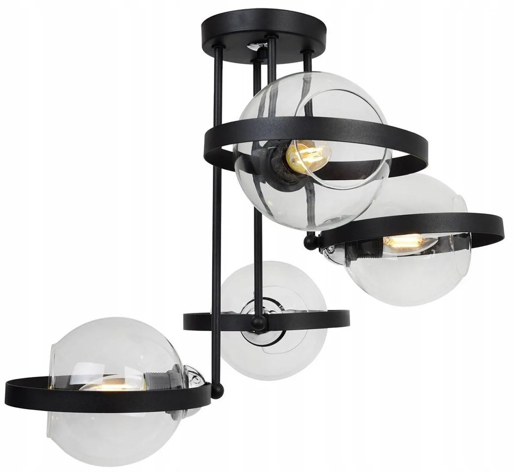 Stropné svietidlo Haga Ring, 4x transparentné sklenené tienidlo (výber z 3 farieb uchytenia)