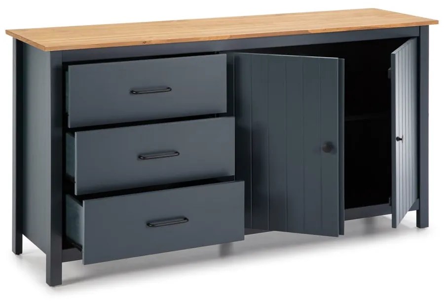 Tmavomodrá komoda z borovicového dreva 150x80 cm Miranda – Marckeric