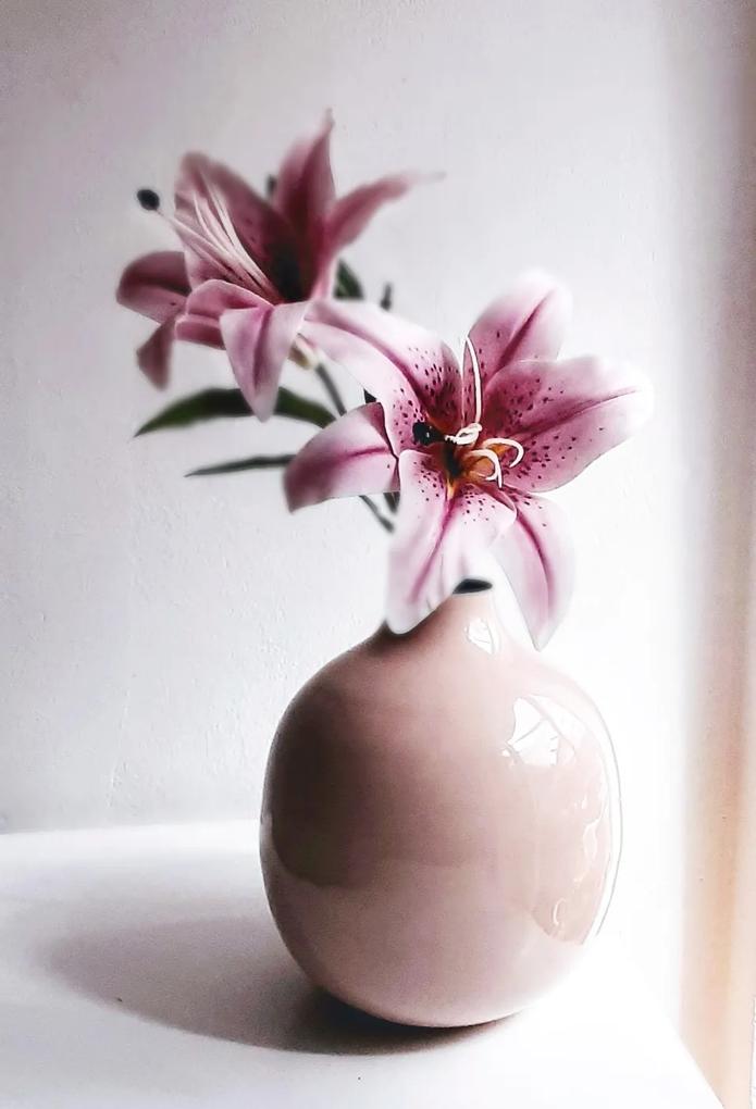 Veľká kovová váza CHANA, light pink, výška 26 cm