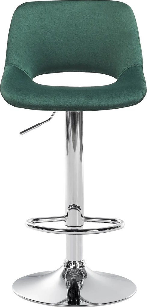 Barová stolička Camden - zamat, chróm rám - Zelená