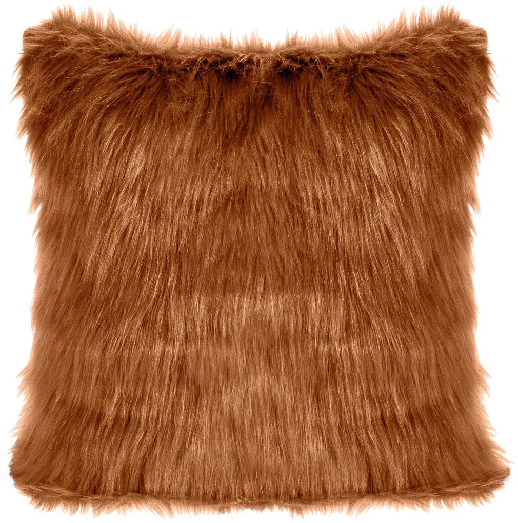 CHLPATÁ DEKORAČNÁ OBLIEČKA NA VANKÚŠ 81945X45 CM HNEDÁ