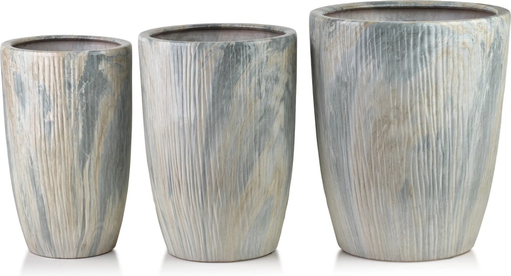 Sada 3 ks květináčů NEVA MARBLE IX béžová/šedá