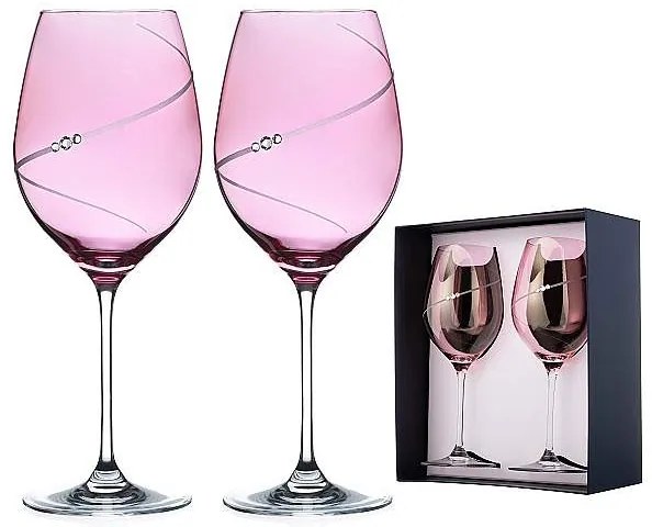 Diamante Silhouette Pink poháre na víno 470 ml, 2 ks