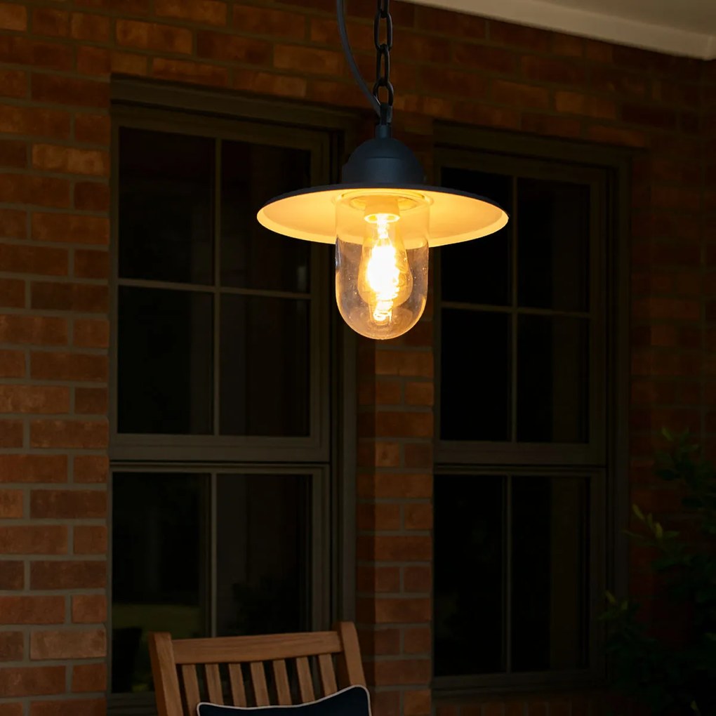 Rustikálne vonkajšie závesné svietidlo tmavosivé IP44 - Kansas grafit