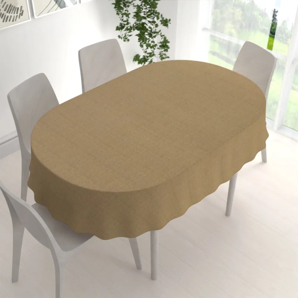 Biante Dekoračný oválny obrus PML-121 Zlatohnedá režná 100x160 cm