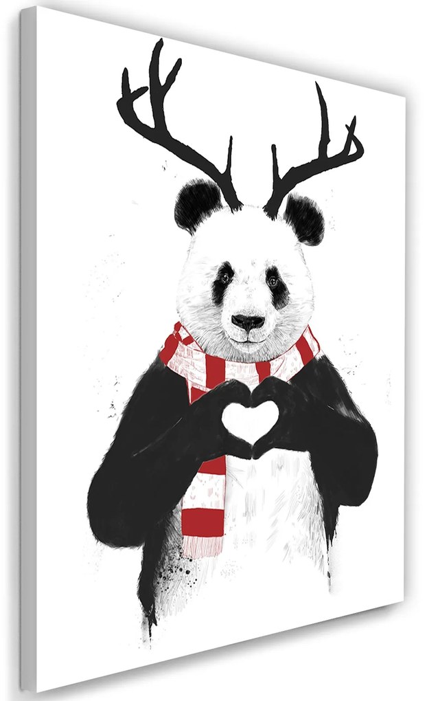 Gario Obraz na plátne Panda s rohmi vo vianočnej šatke - Rykker Rozmery: 40 x 60 cm