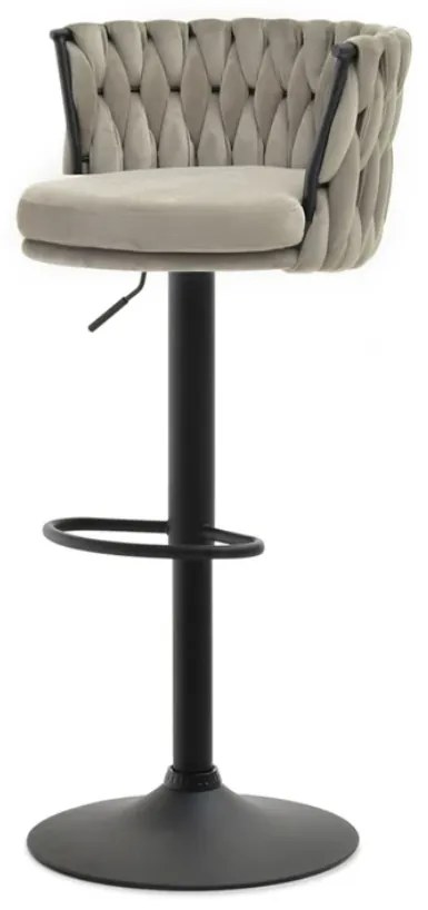 Dizajnová barová otočná stolička EMILY béžová s čiernou nohou