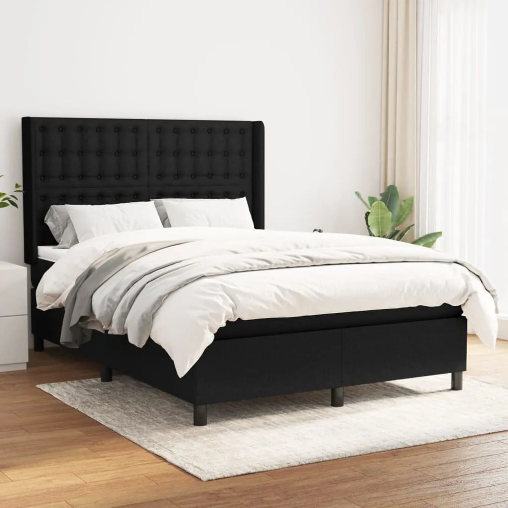 Boxspring posteľ s matracom čierny 140x190 cm látka 3131747