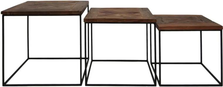 Sada 3 príručných stolíkov z recyklovaného dreva HSM collection Austin
