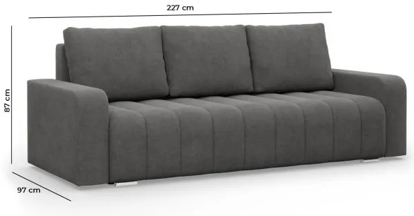 Trojmiestna rozkladacia sedačka ABRIELLE sivá