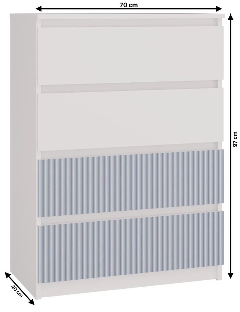 Detská komoda MALWA M4 ARTESO bielo-modrá