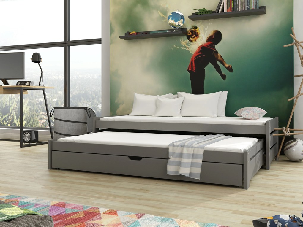 Detská posteľ 90 x 200 cm ANISSA (s roštom a úl. priestorom) (grafit). Akcia -9%. Vlastná spoľahlivá doprava až k Vám domov. 1013118