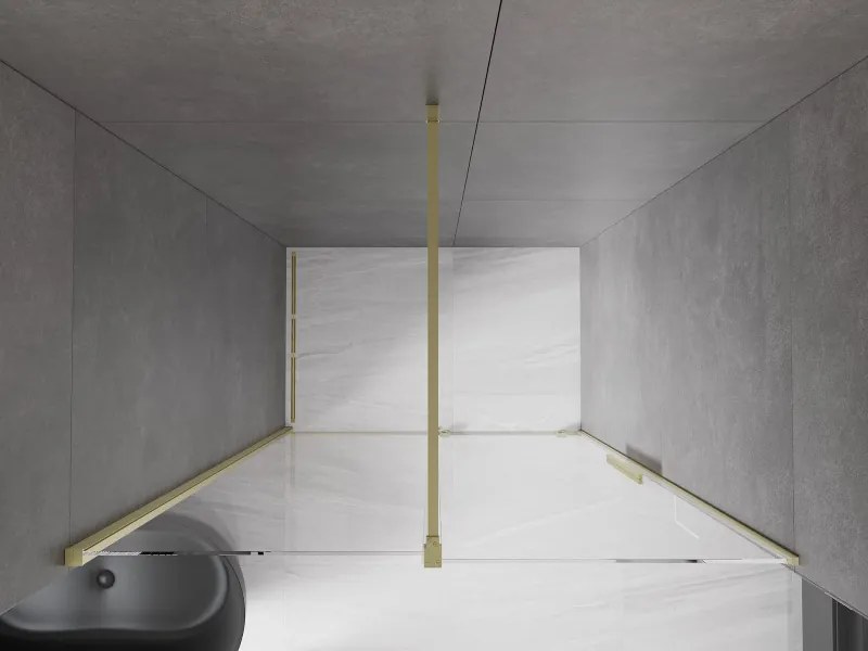 Mexen Velar, posuvné dvere do otvoru 150x200 cm, 8mm číre sklo, zlatá matná, 871-150-000-01-55