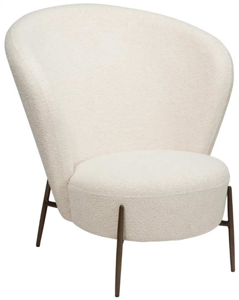 ORBIT ČALÚNENÉ LOUNGE KRESLO dove bouclé/antique brass