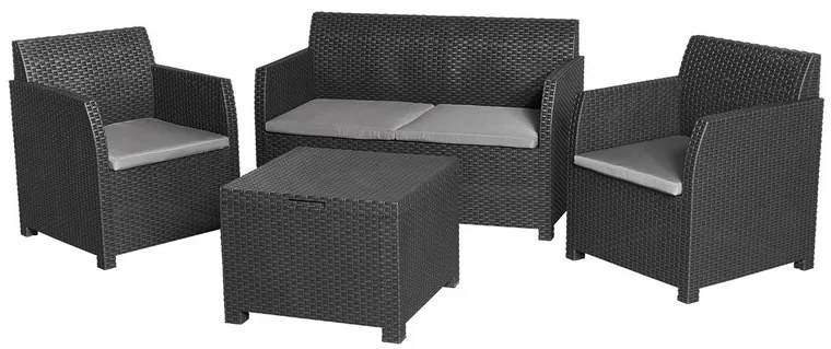 Livarno home Záhradná sedacia súprava PreZero, 4-dielna, antracitová/sivá  (850000351)