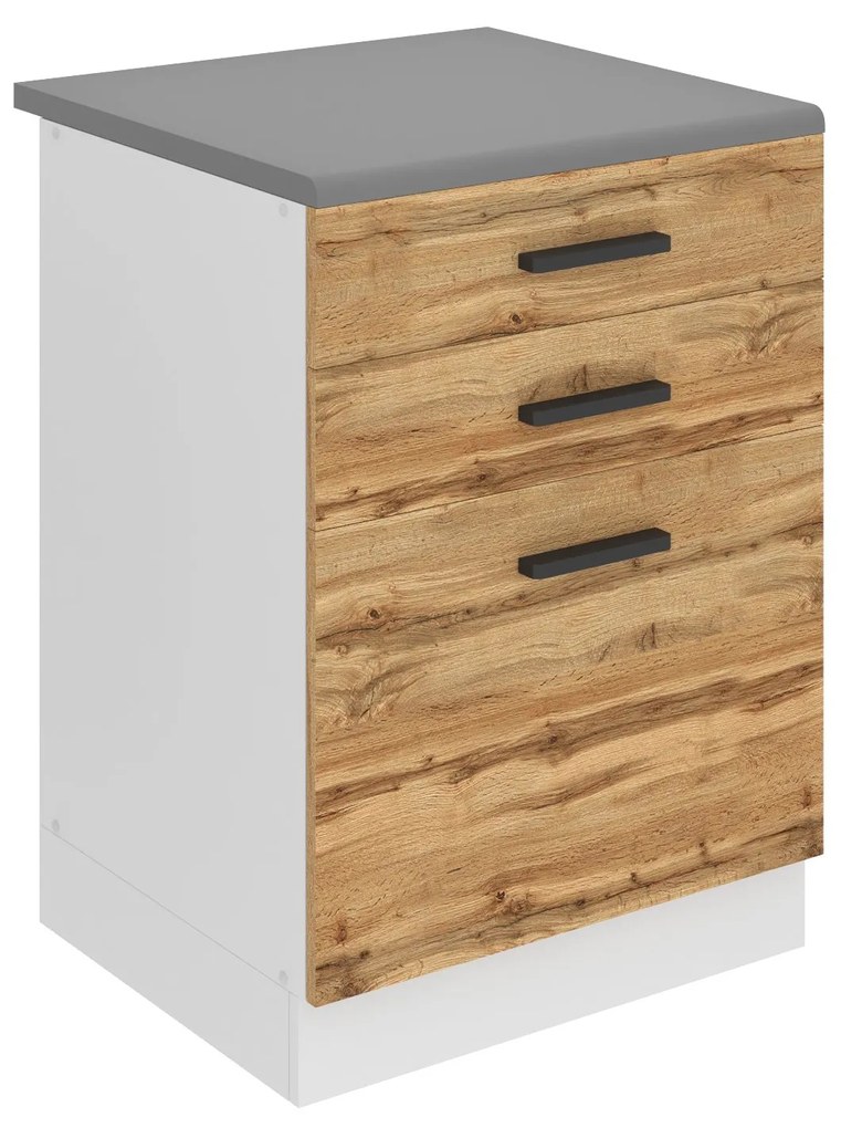 Kuchynská skrinka Belini Premium Full Version spodná so zásuvkami 60 cm dub wotan s pracovnou doskou