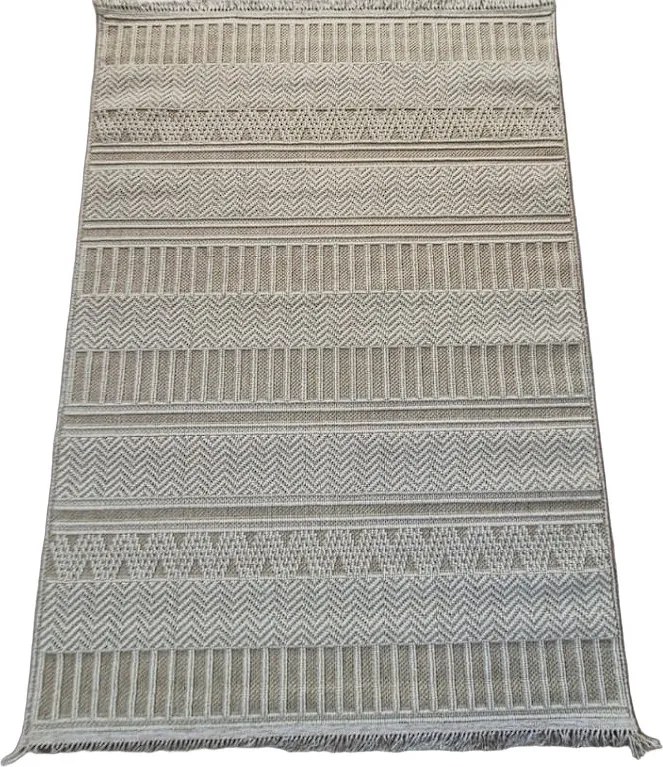 Béžový boho koberec s pruhovaným vzorom 878-B – polypropylén Rozmer: 200x290 cm