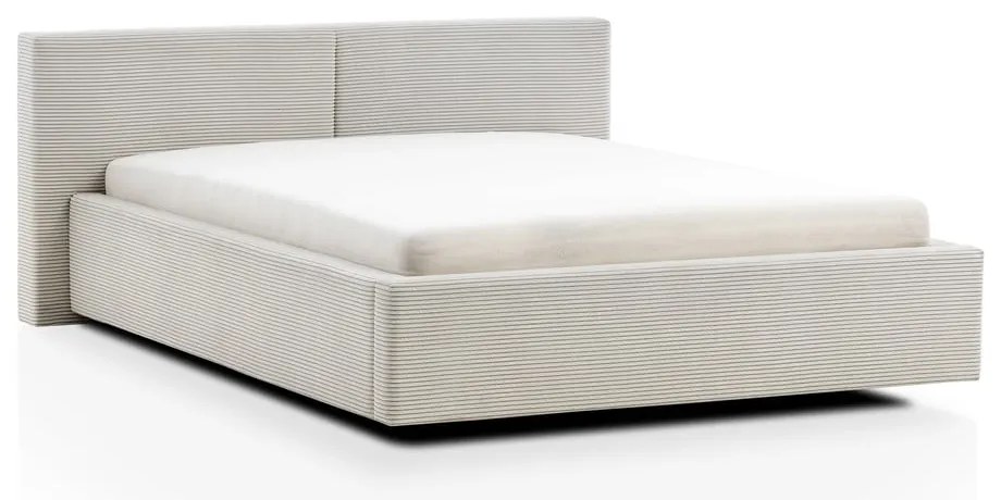 Béžová čalúnená dvojlôžková posteľ bez roštu 160x200 cm Cube – Meise Möbel