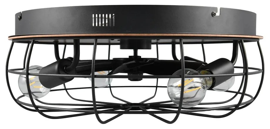 Matne čierne/hnedé stropné svietidlo na diaľkové ovládanie/s ventilátorom Trondheim – Reality