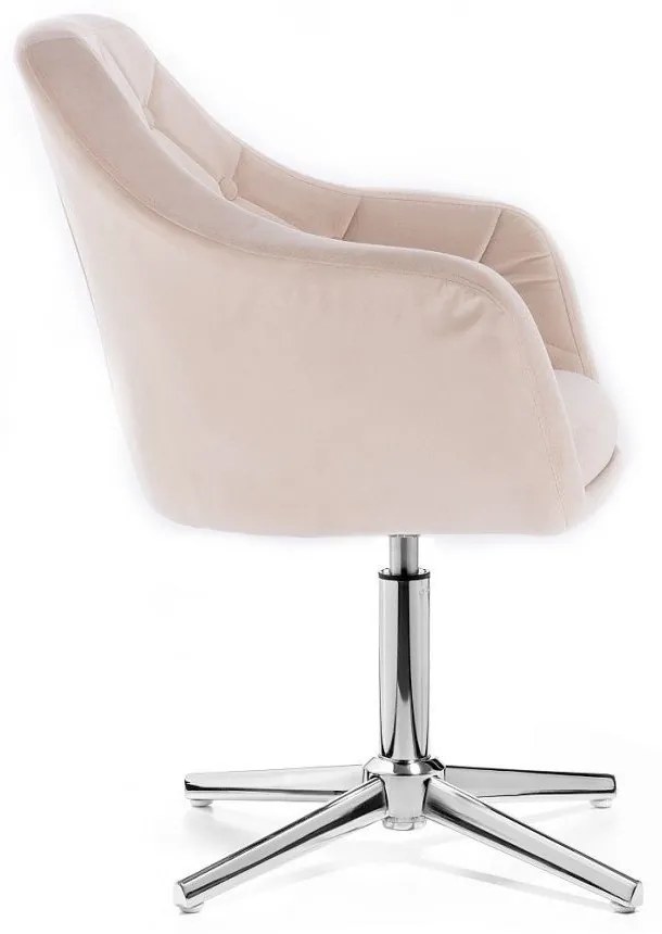 LuxuryForm DESIGN Kreslo ANDORA VELUR na striebornom kríži - krémové