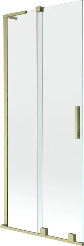 Mexen Velar L, 2-krídlová posuvná vaňová zástena 80 x 150 cm, 8mm číre sklo, zlatý matný profil, 896-080-003-01-55