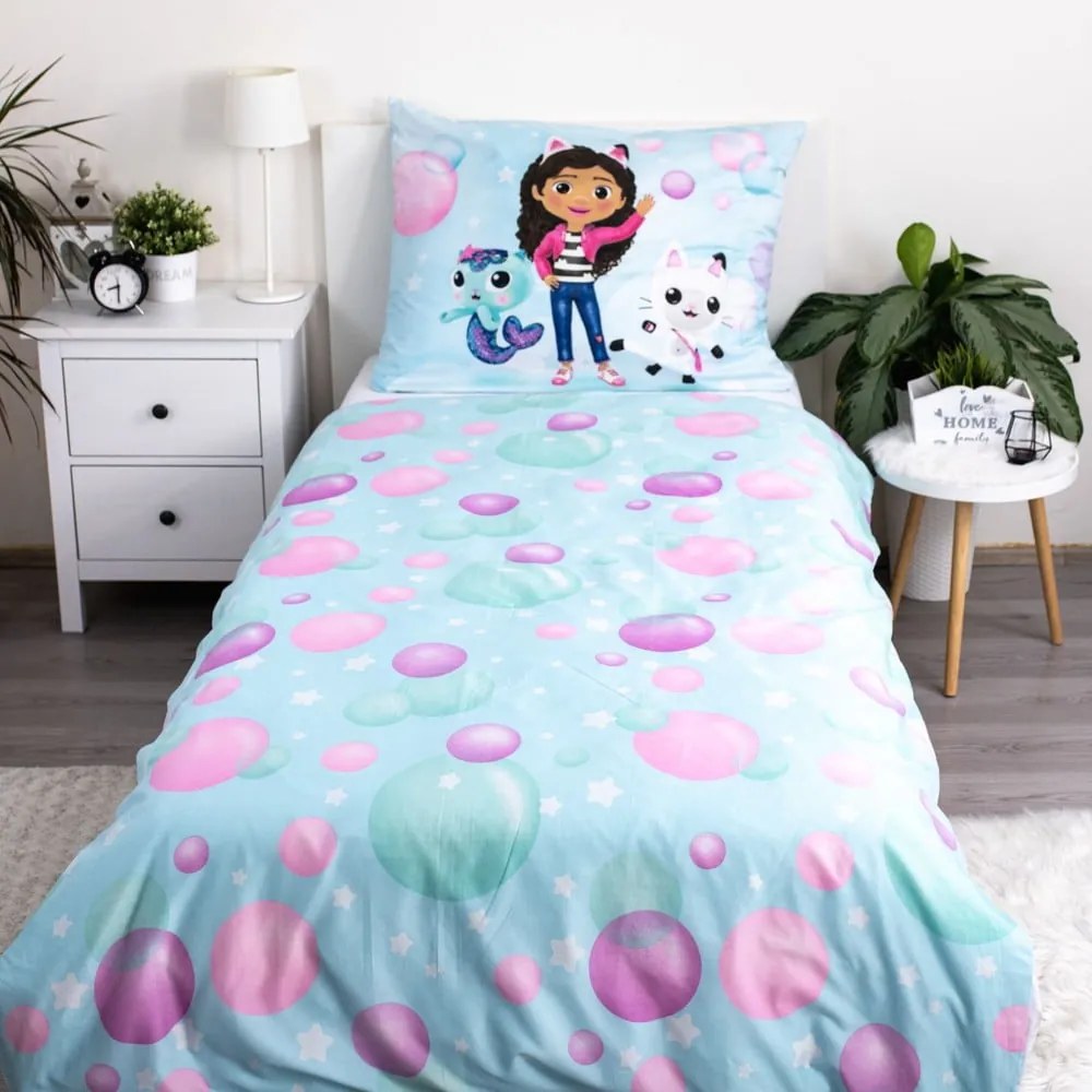 Detská obliečka na jednolôžko z mikrovlákna 140x200 cm Gabby's Dollhouse "bubbles" – Jerry Fabrics