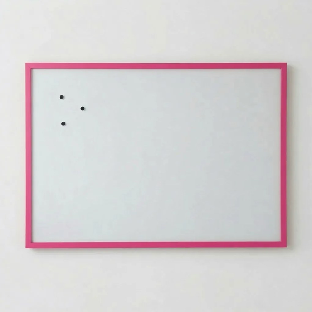 Toptabule.sk  Biela magnetická popisná tabuľa v ružovom drevenom ráme COLOR 50x50 cm