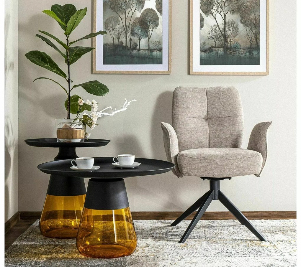 Konferenční stolek Tiffany 70 cm žlutý/černý mat