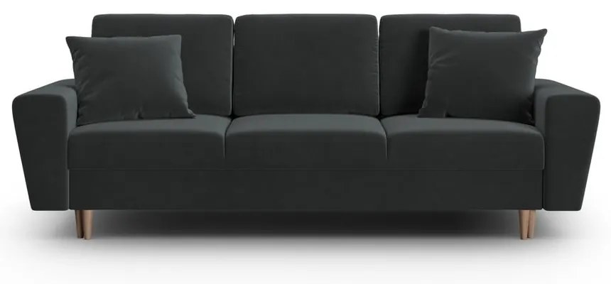 Tmavosivá zamatová rozkladacia/s úložným priestorom pohovka 235 cm Kyoto – Cosmopolitan Design