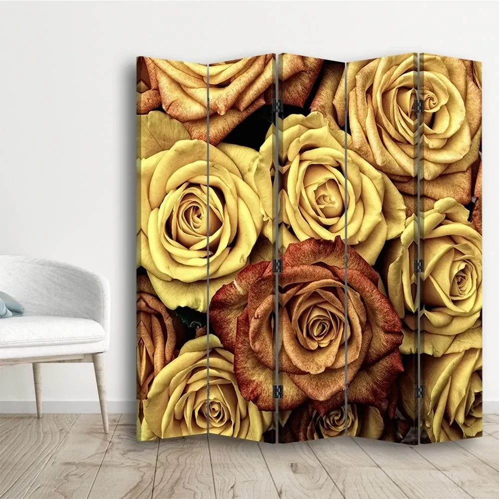 Gario Paraván Čajové ruže Rozmery: 180 x 170 cm, Prevedenie: Otočný paraván 360°